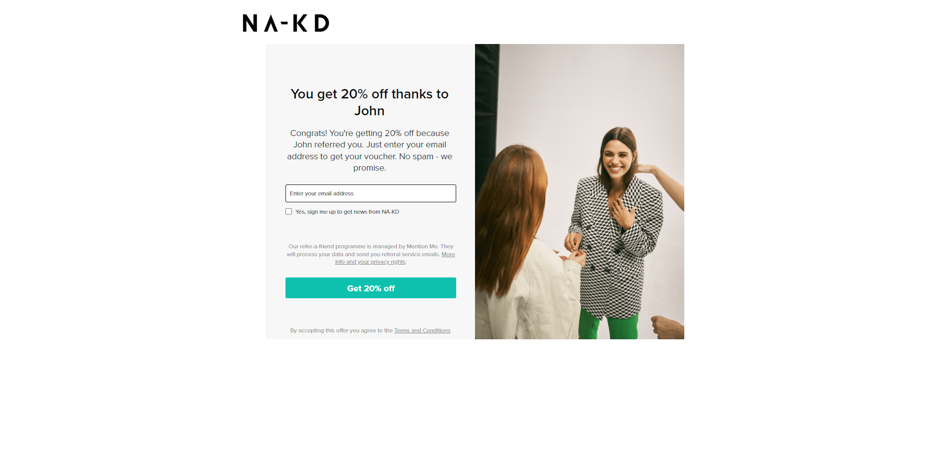 Referral Landing Page for Na-Kd