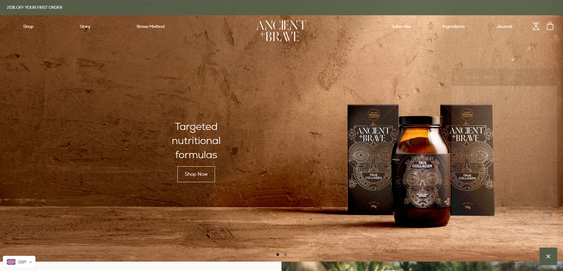 Landing Page for Ancient and Brave