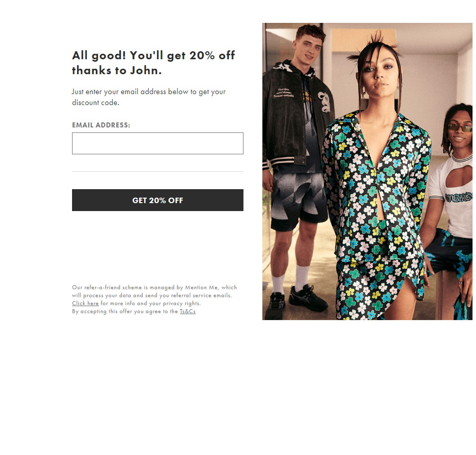 Referral Landing Page for Asos