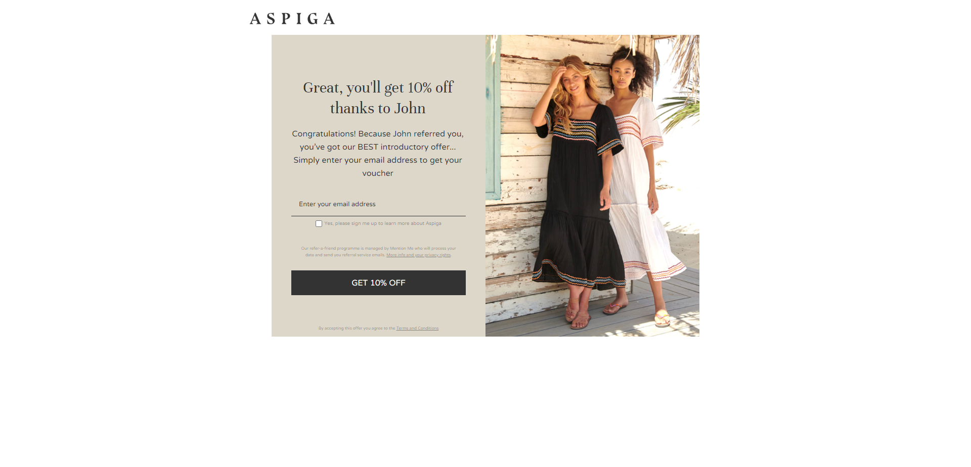 Landing Page for Aspiga