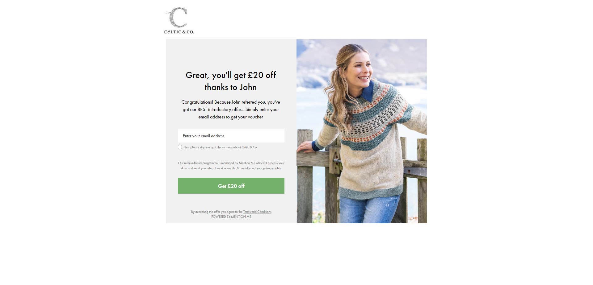 Referral Landing Page for Celtic and Co