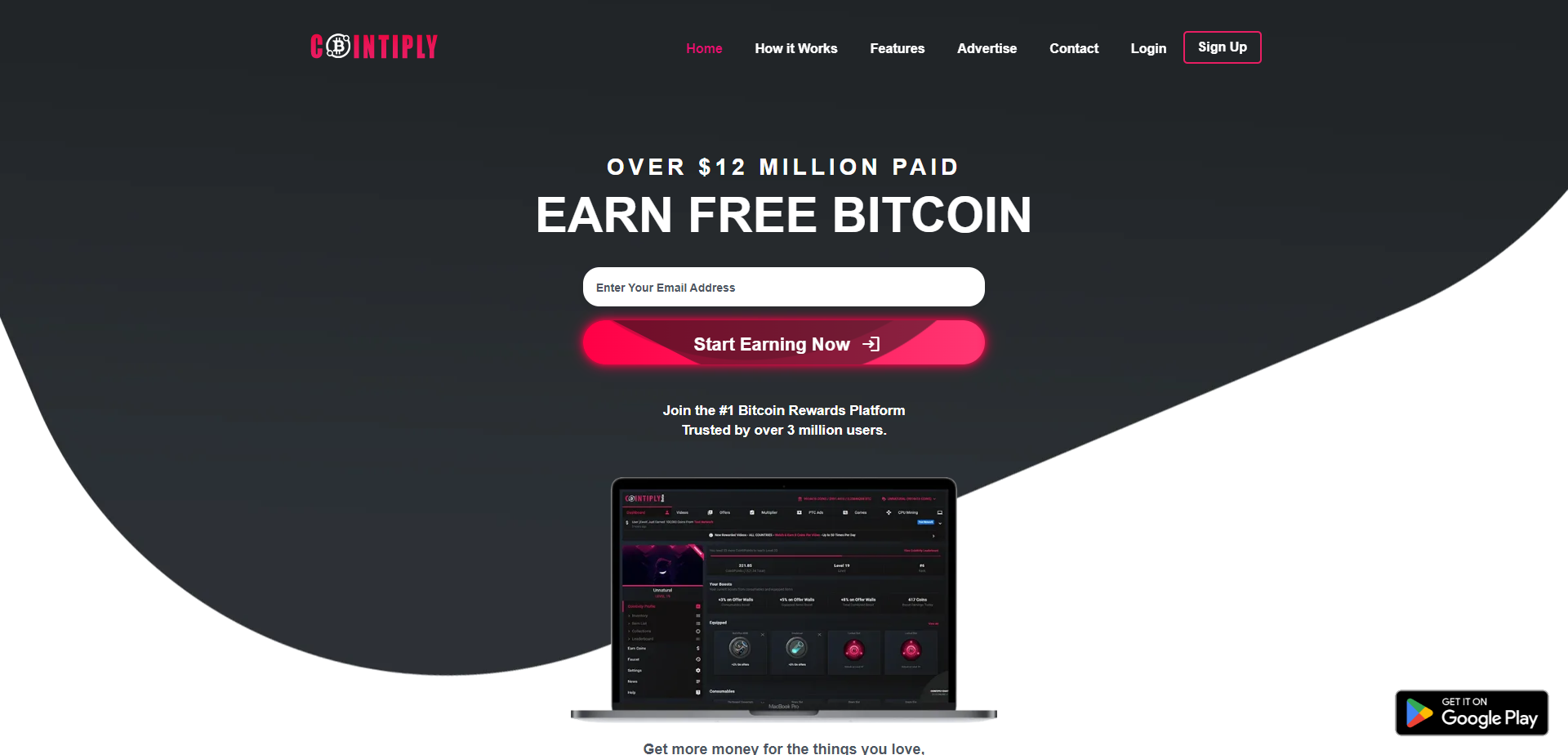 Referral Landing Page for Cointiply