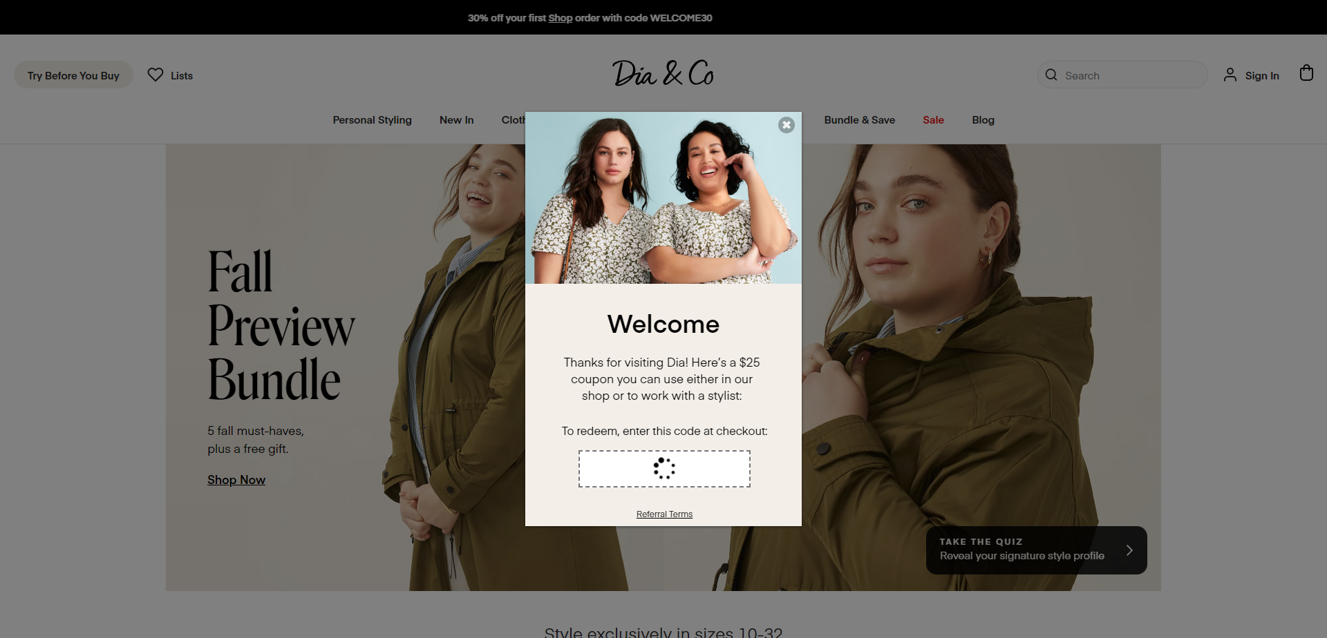 Referral Landing Page for Dia