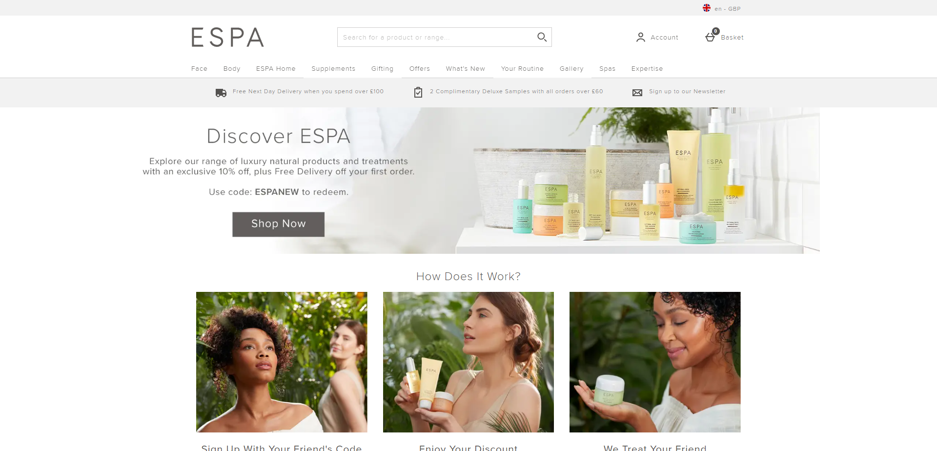 Landing Page for Espa