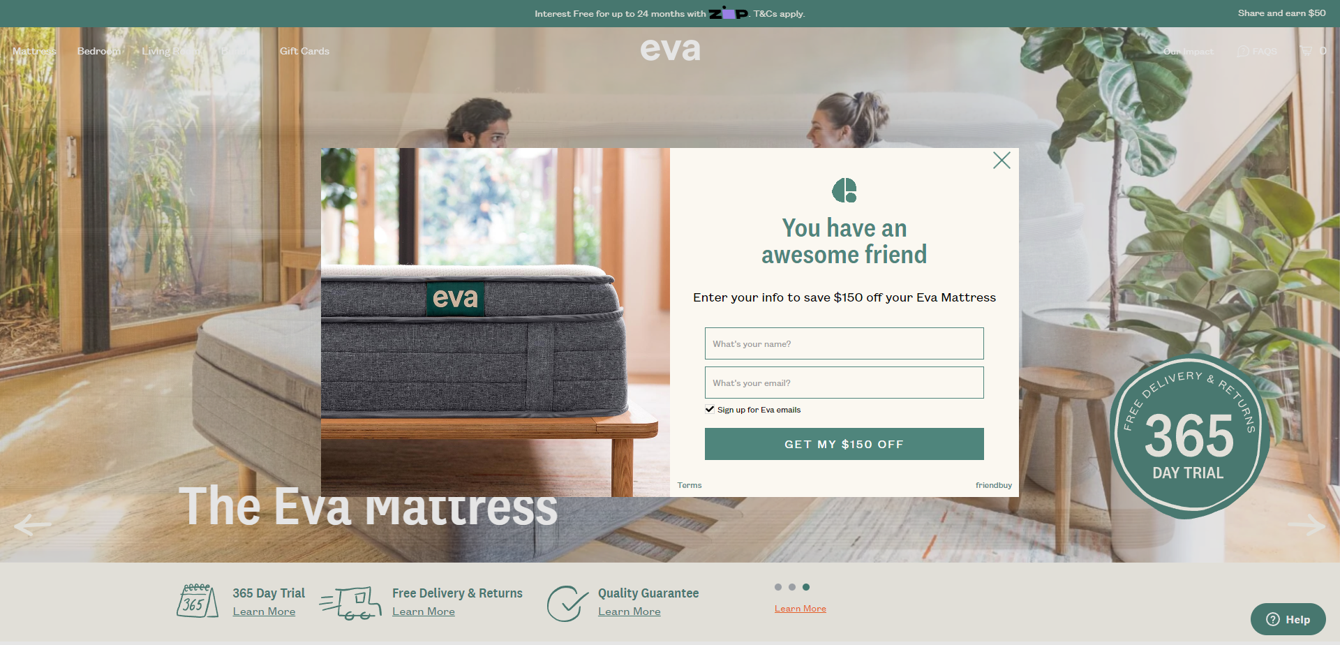Landing Page for Eva