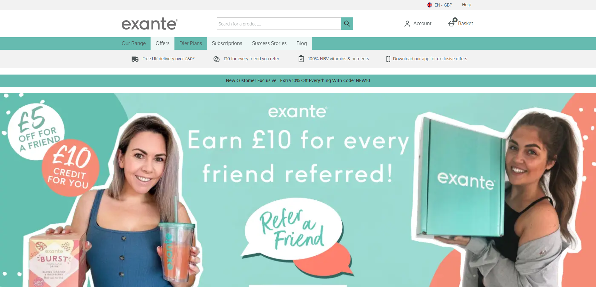 Referral Landing Page for Extante Diet