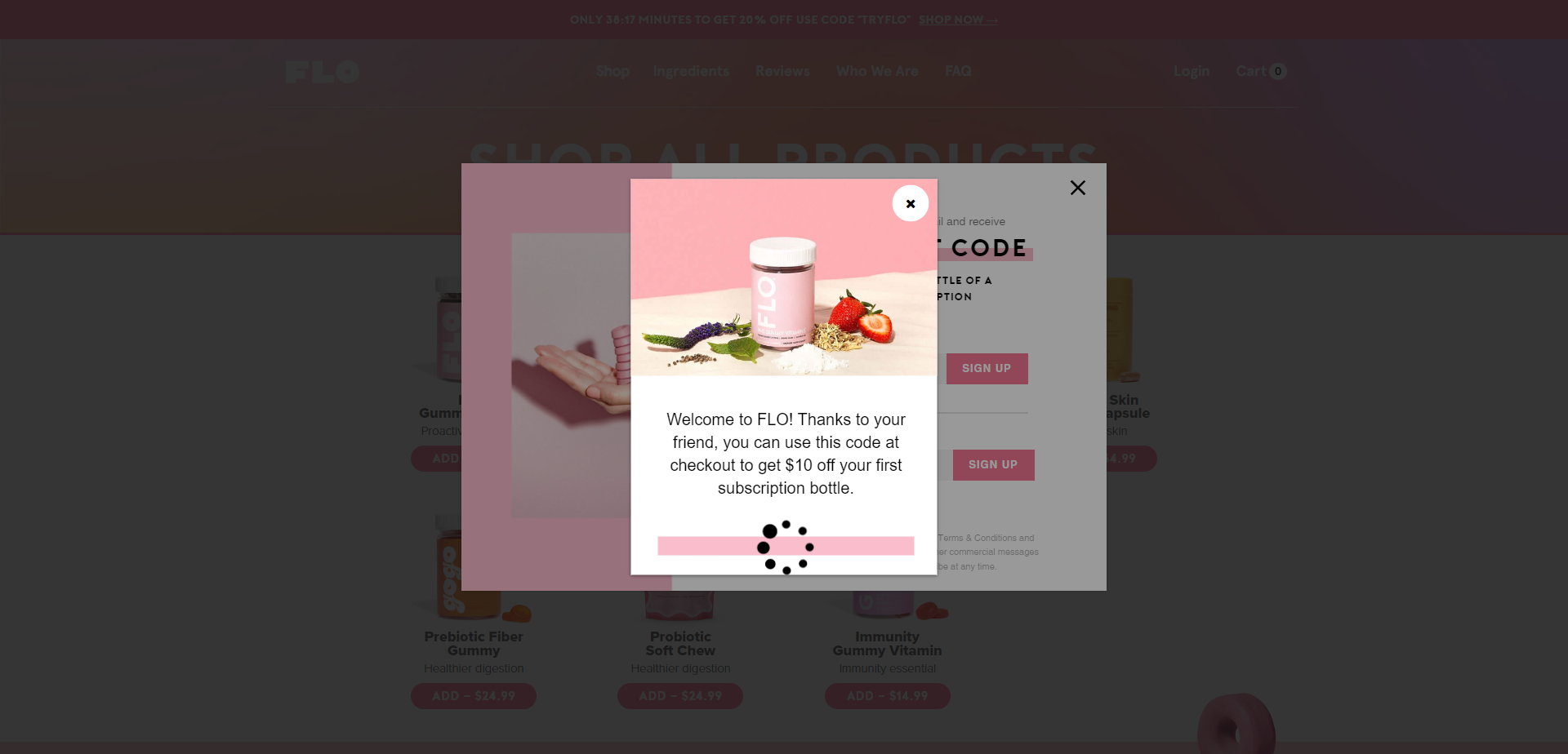 Referral Landing Page for Flo Vitamins