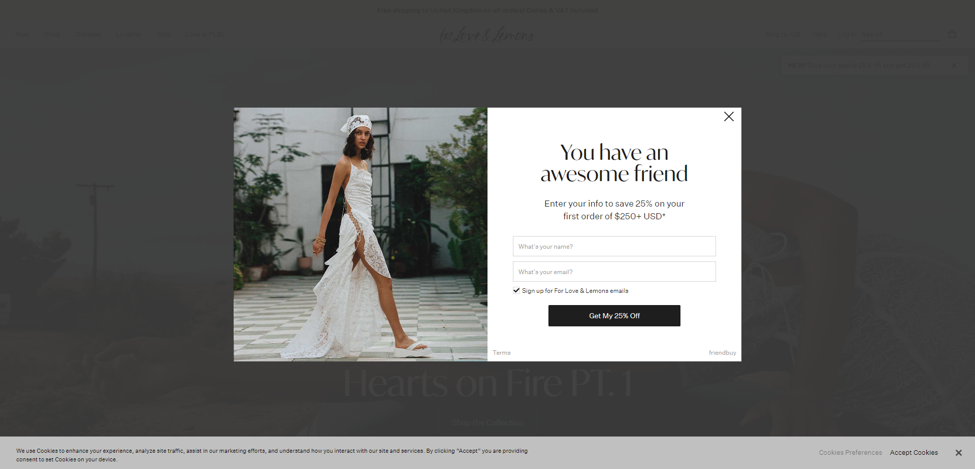 Referral Landing Page for For Love and Lemons