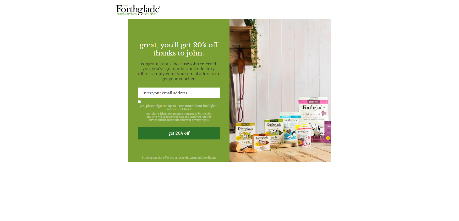 Landing Page for Forthglade