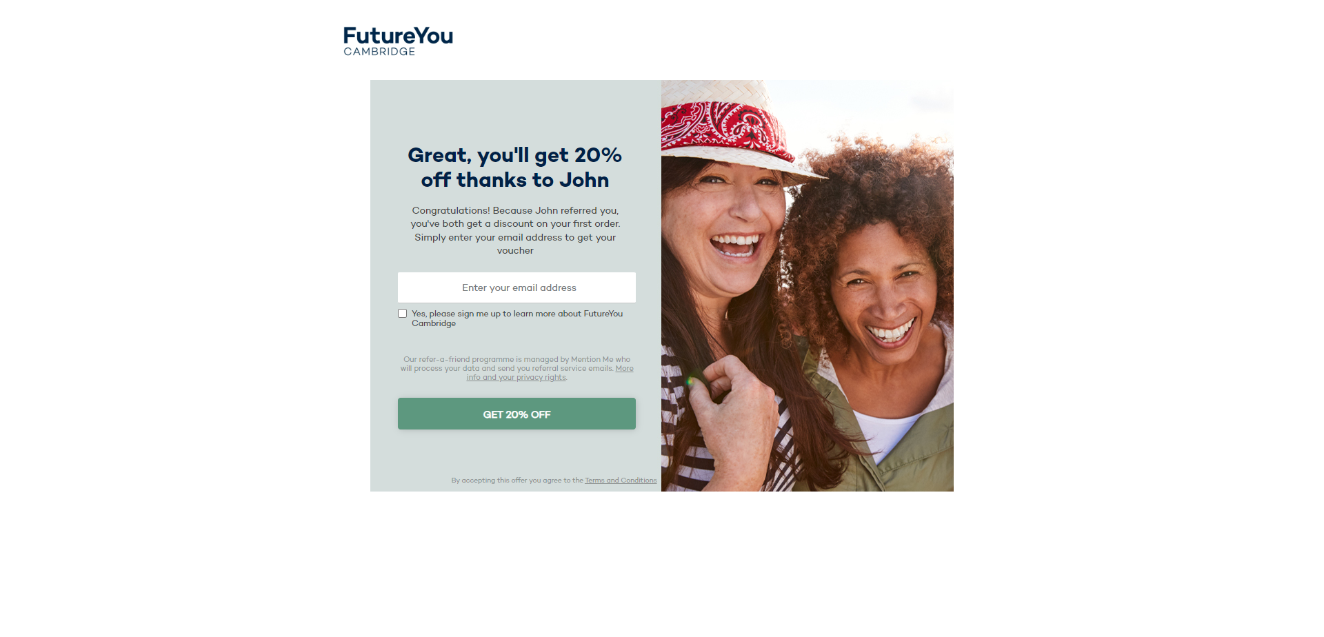 Referral Landing Page for Future You