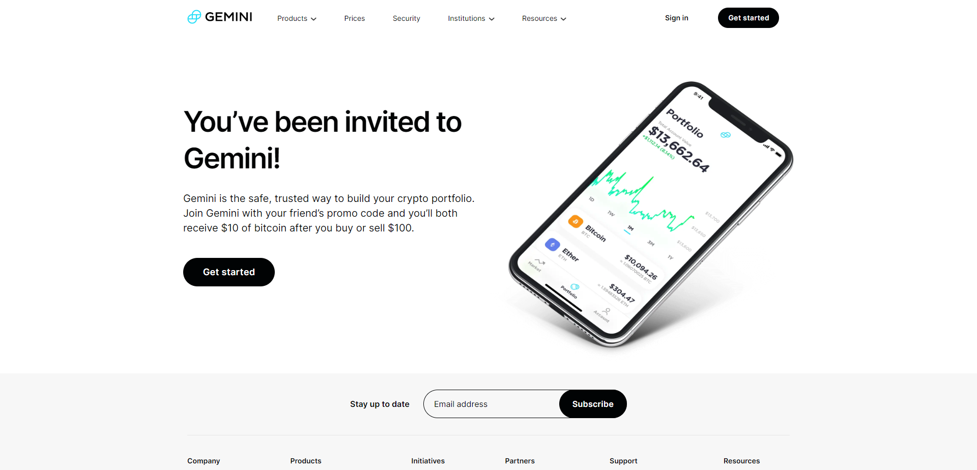Referral Landing Page for Gemini