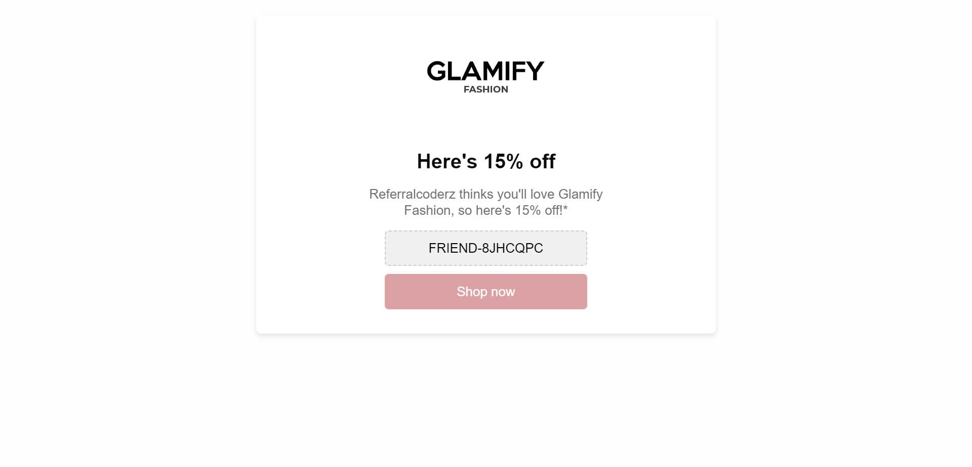 Referral Landing Page for Glamify Fashion