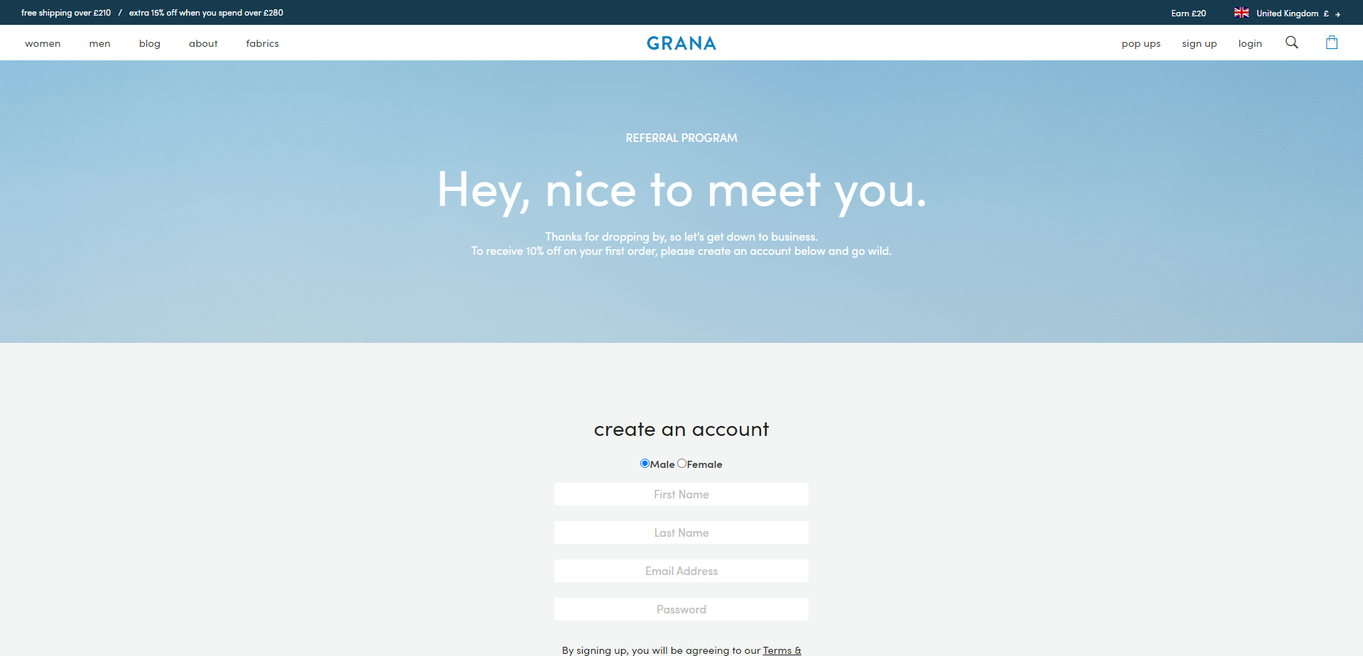 Referral Landing Page for Grana