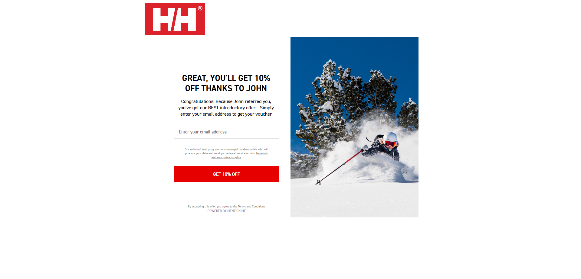 Referral Landing Page for Helly Hansen
