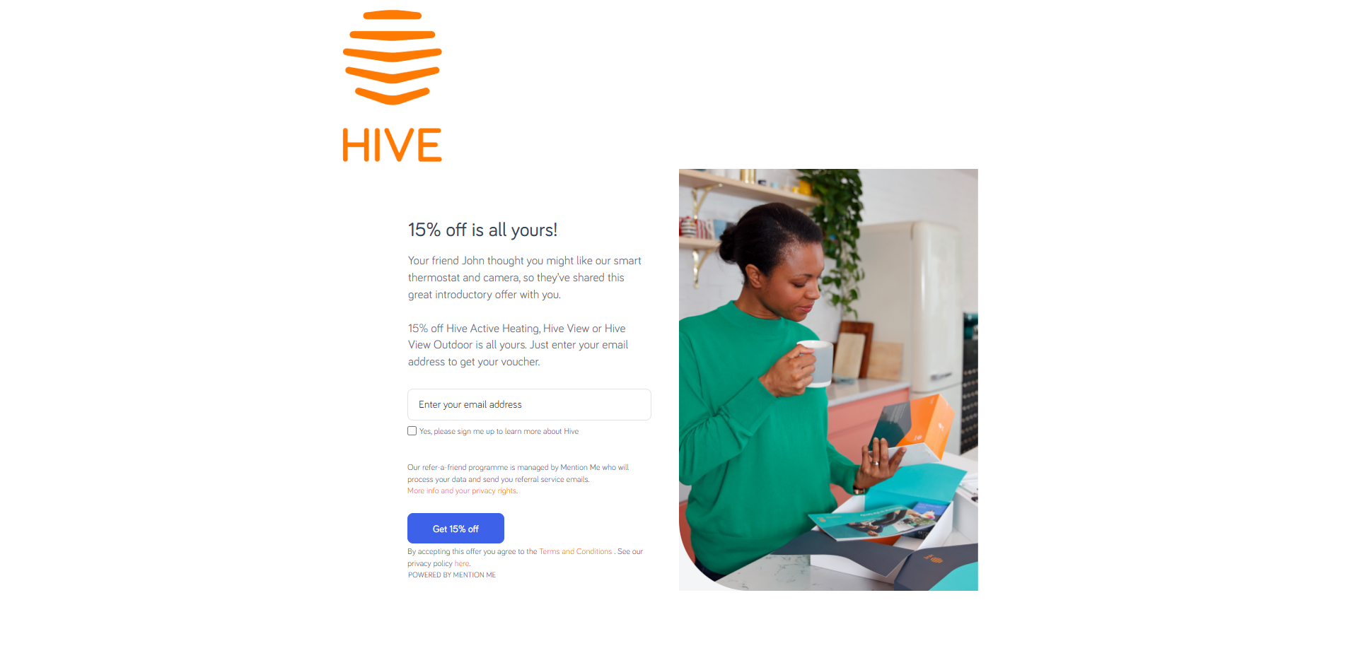 Referral Landing Page for Hive
