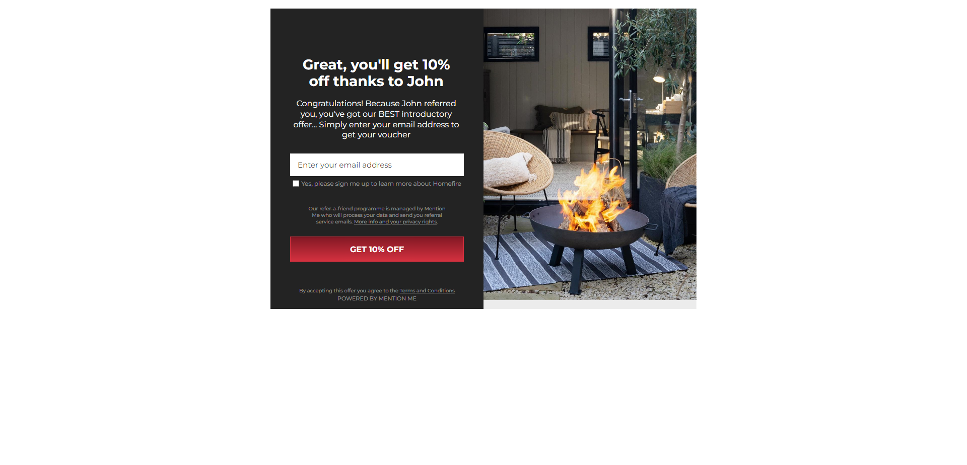 Referral Landing Page for Homefire