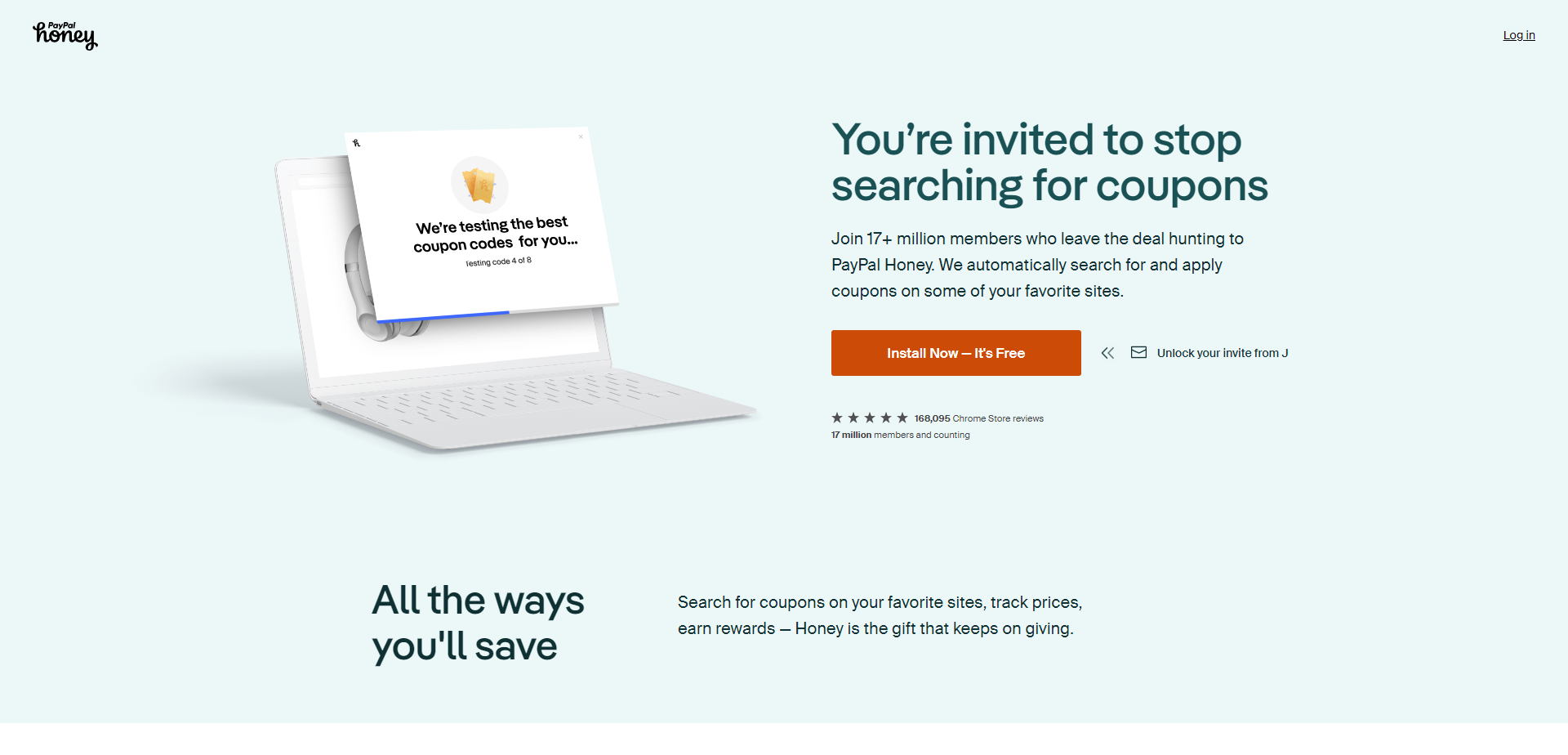 Referral Landing Page for Honey