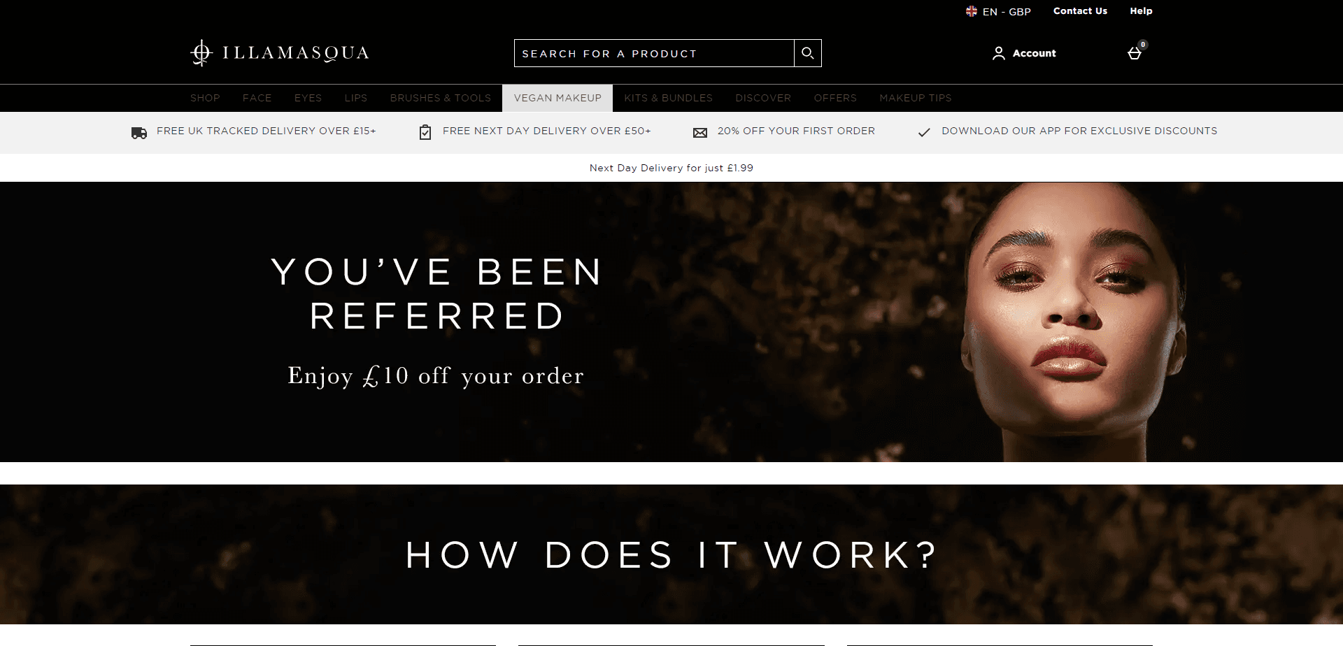 Referral Landing Page for Illamasqua