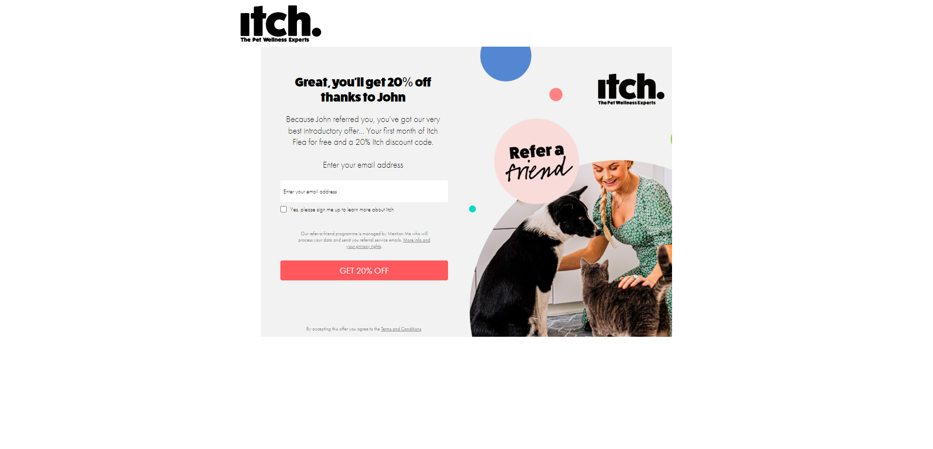 Landing Page for Itch Pet