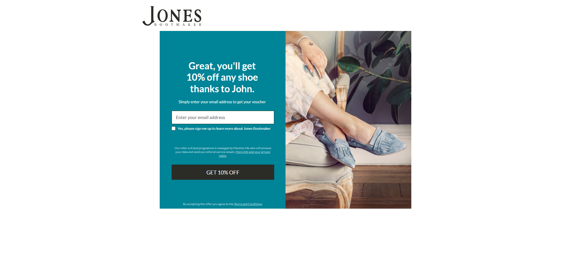 Landing Page for Jones Bootmaker