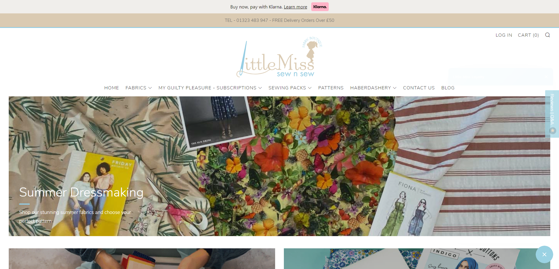 Landing Page for Little Miss Sew n Sew