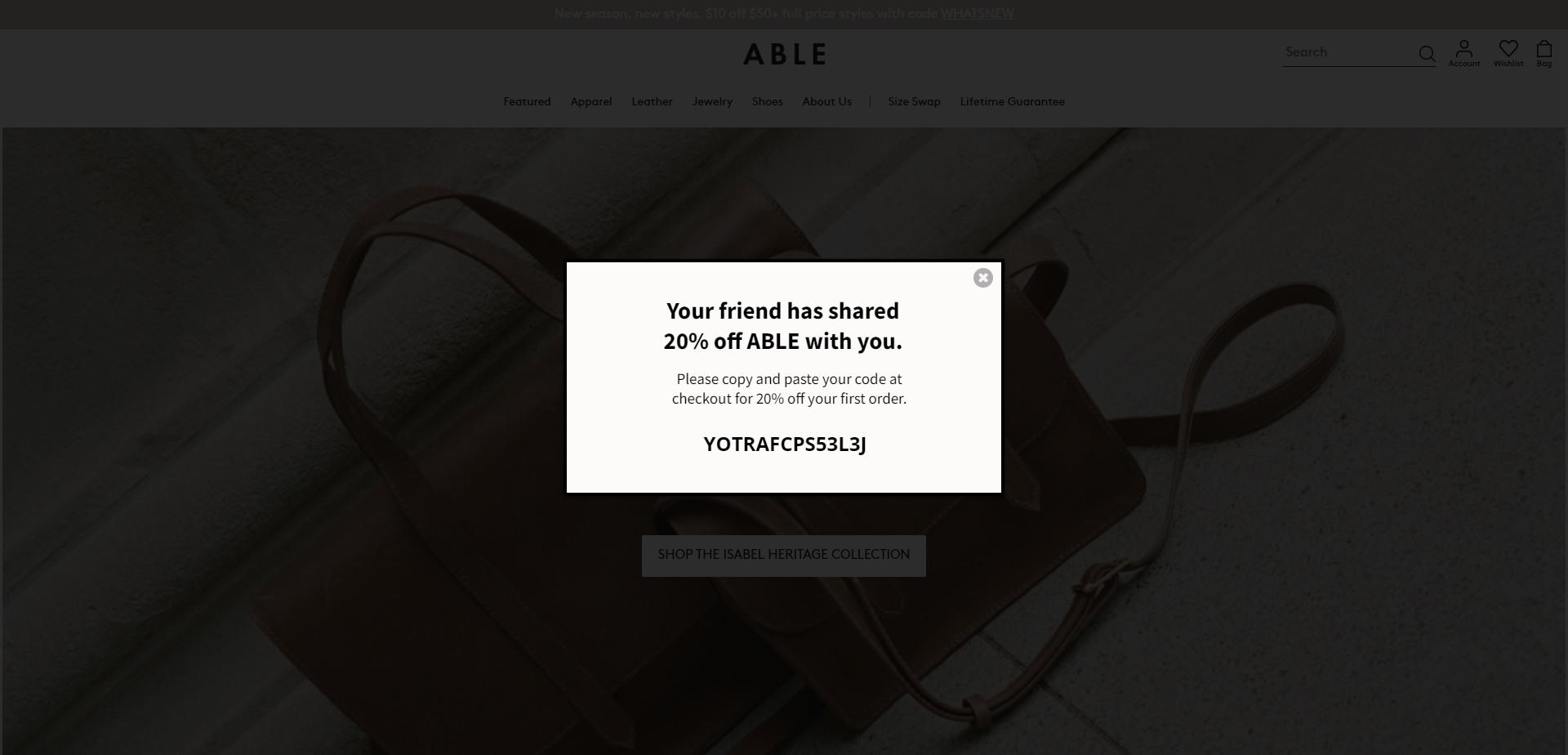 Referral Landing Page for Live Fashionable