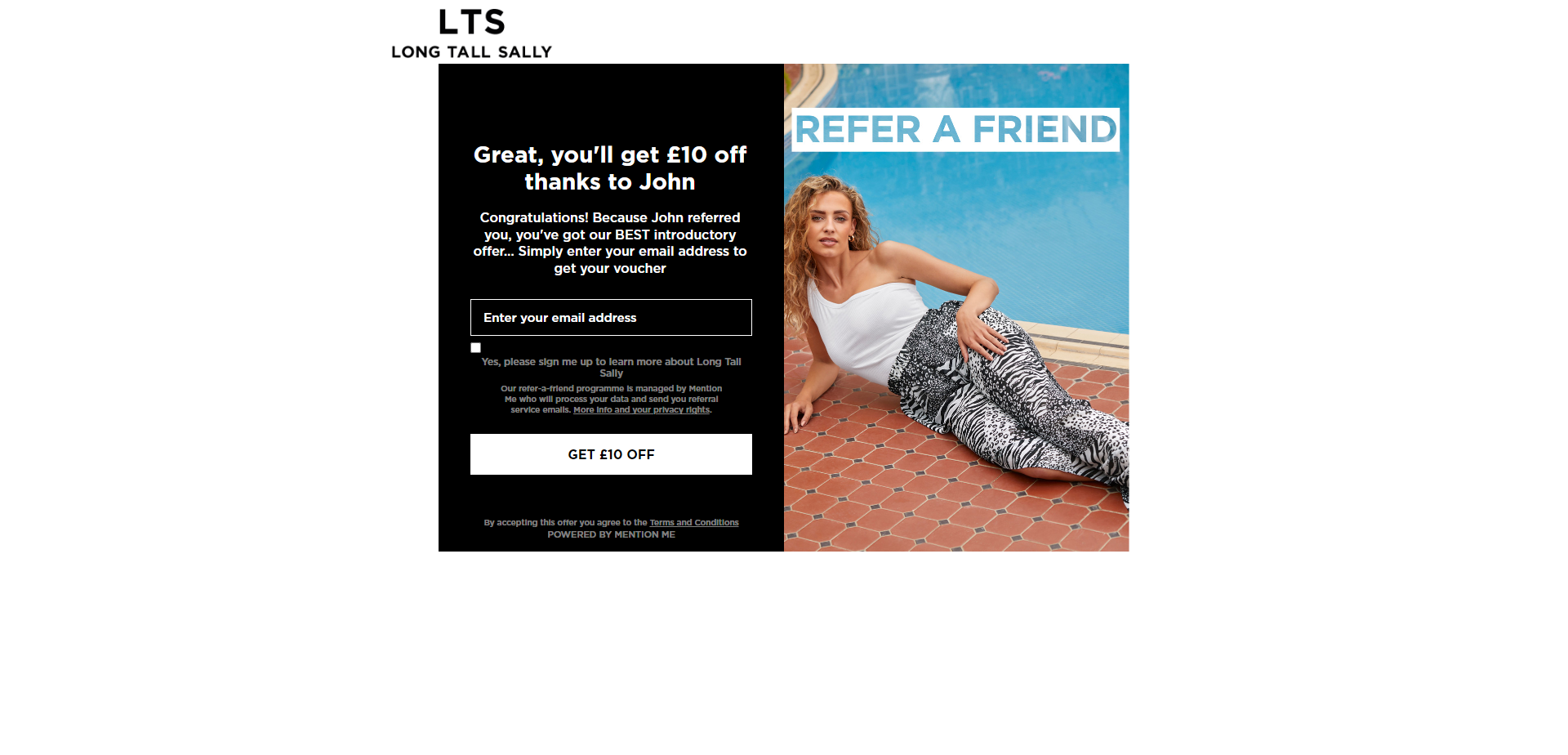 Referral Landing Page for Long Tall Sally