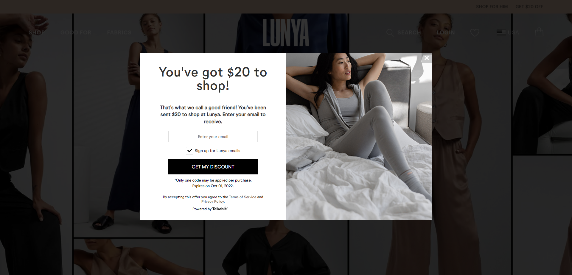 Referral Landing Page for Lunya