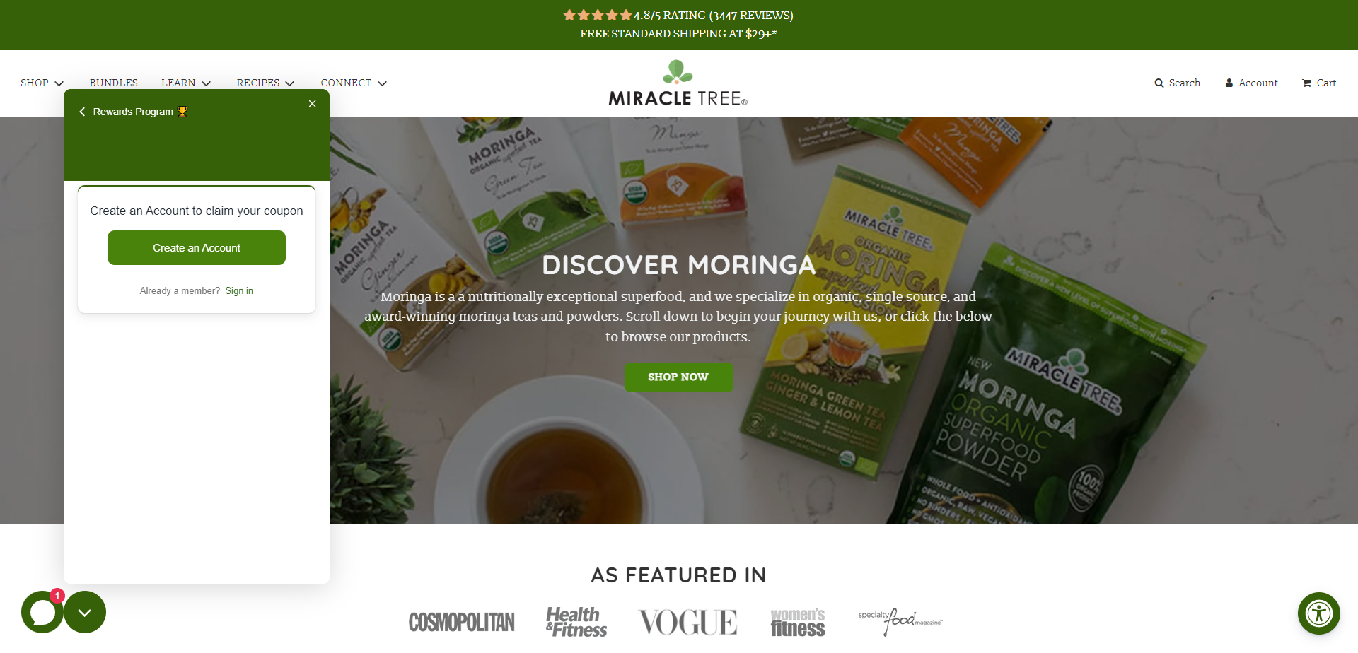 Referral Landing Page for Miracle Tree