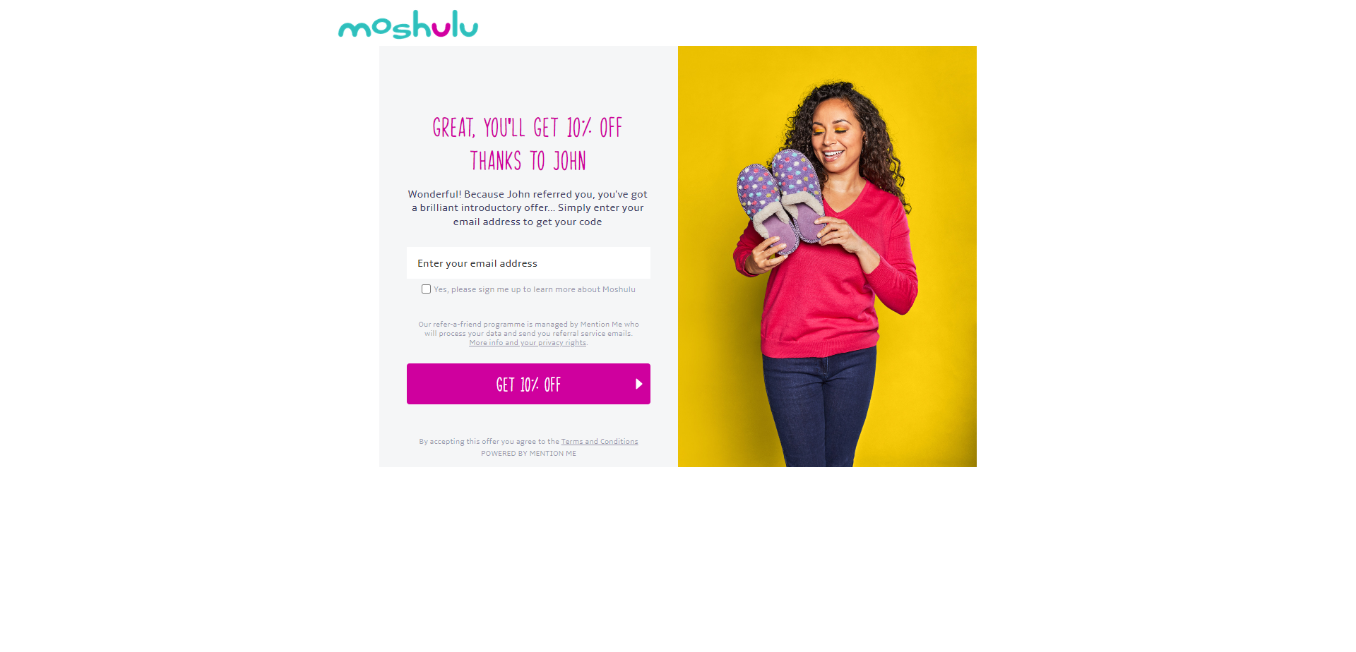 Referral Landing Page for Moshulu