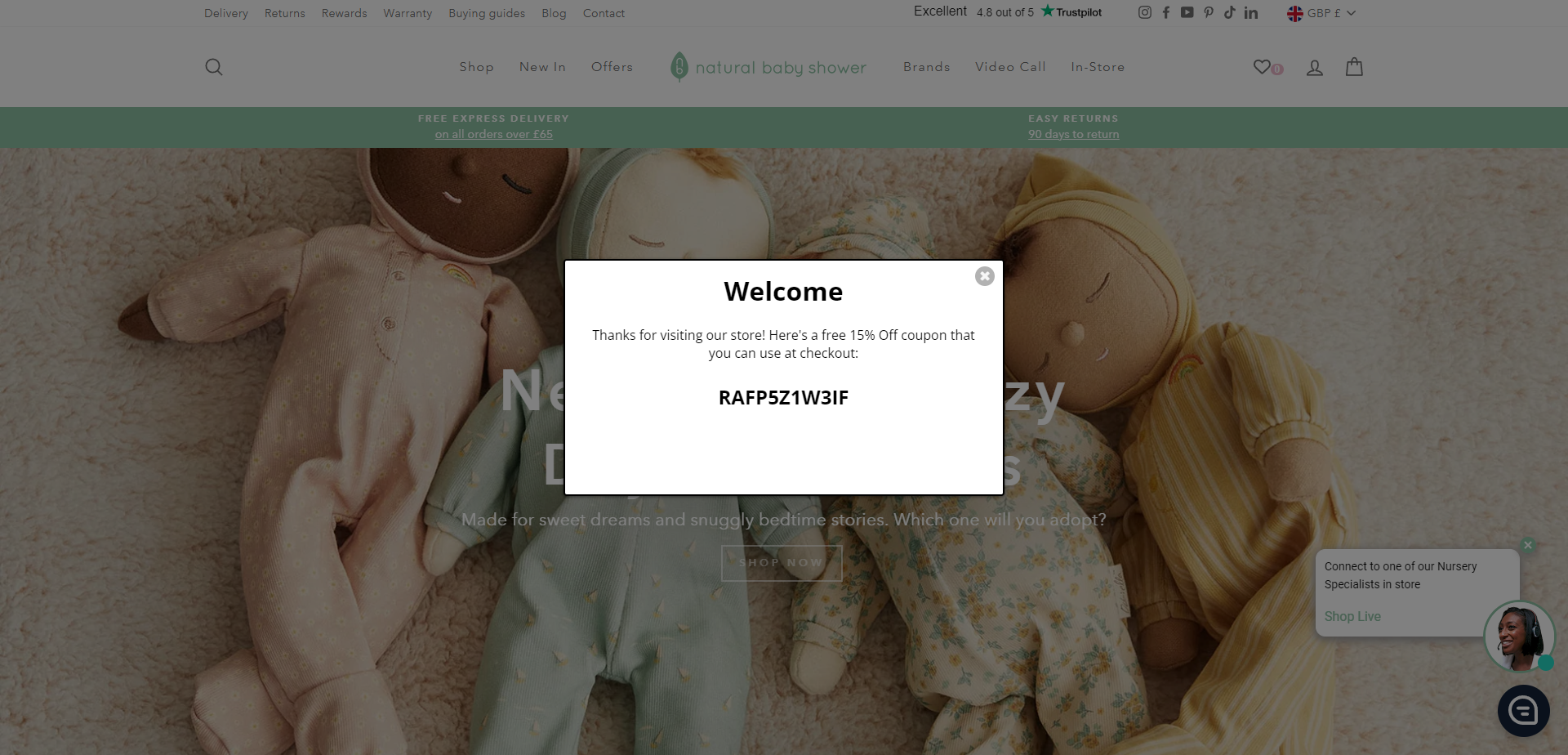Landing Page for Natural Baby Shower