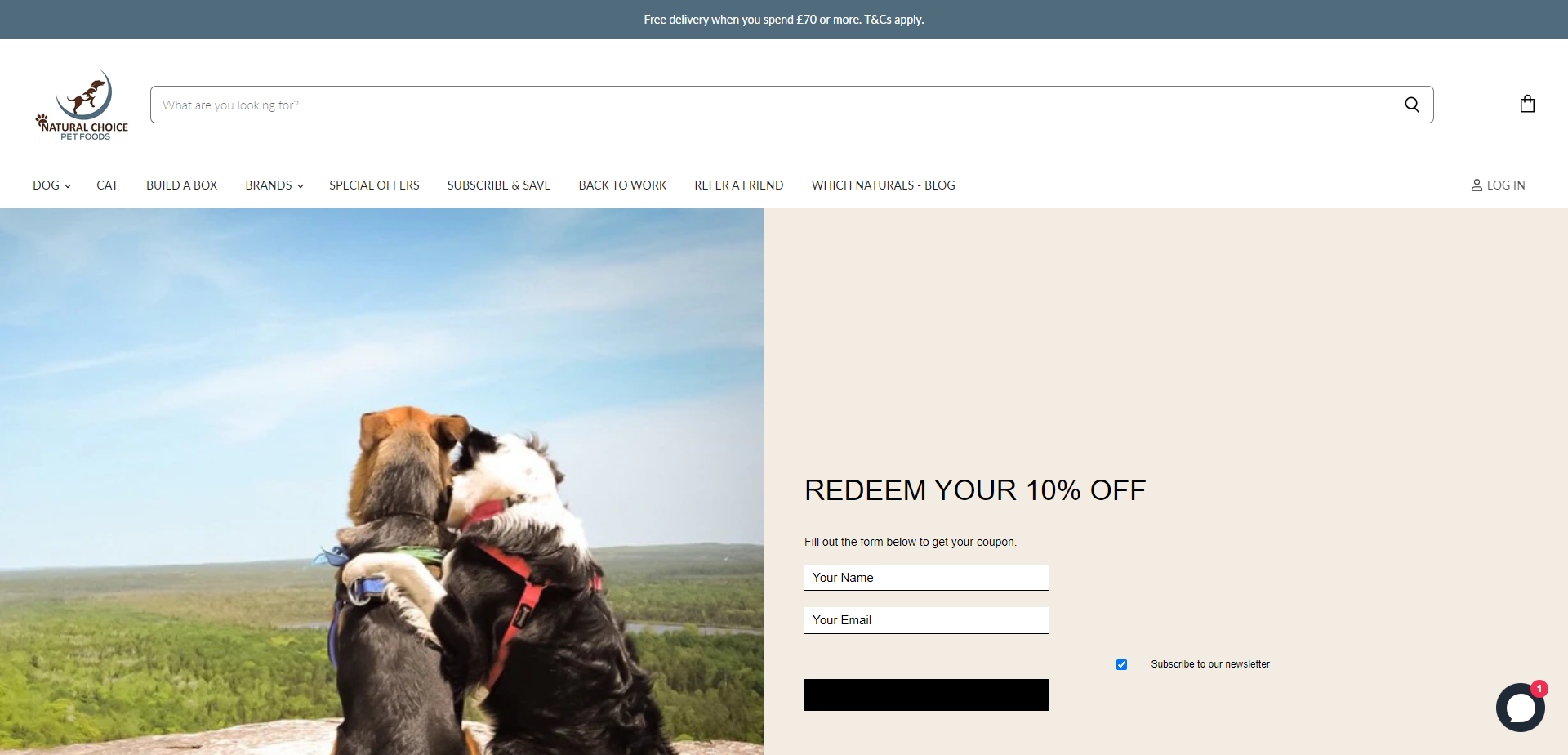 Landing Page for Natural Choice Pet Foods