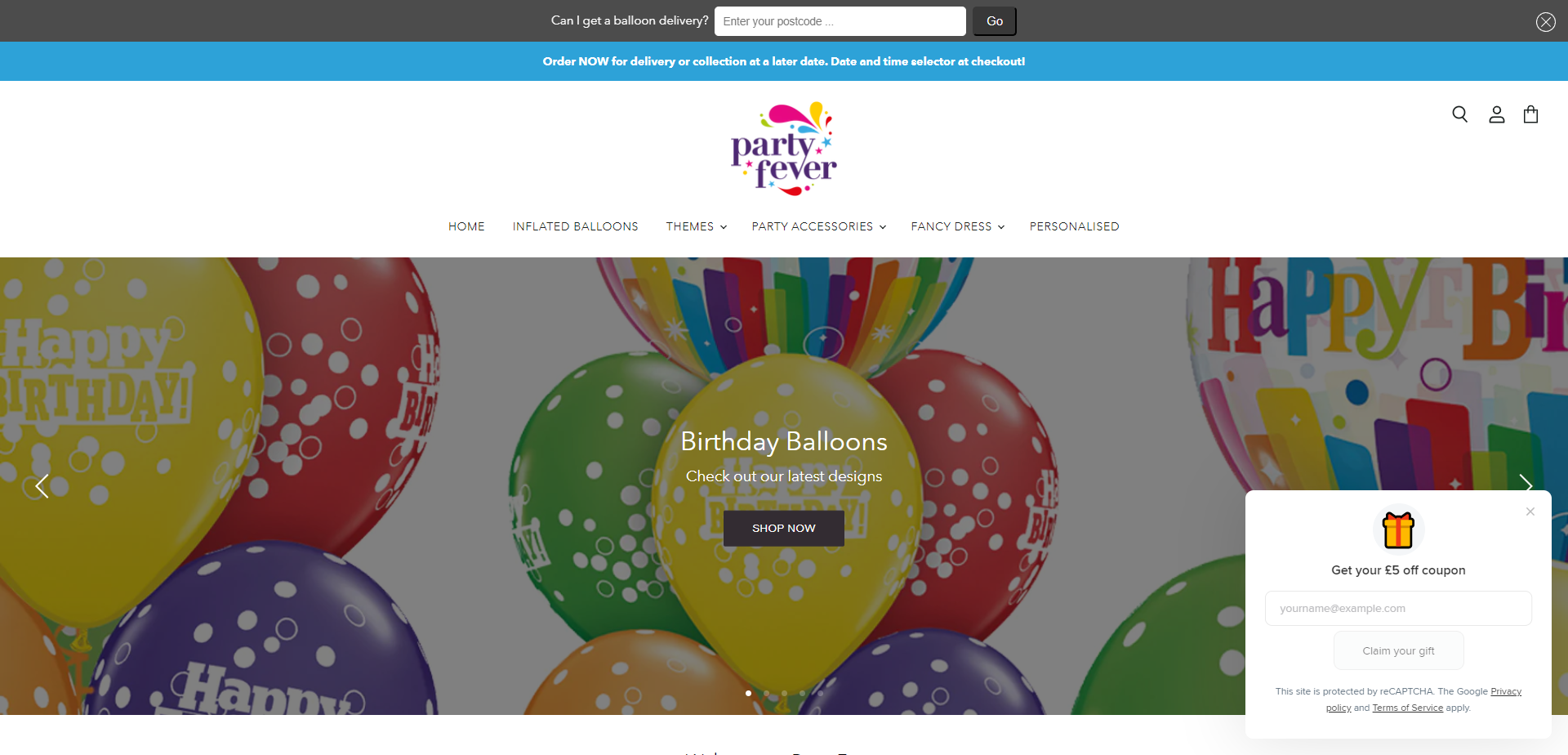 Landing Page for Party Fever