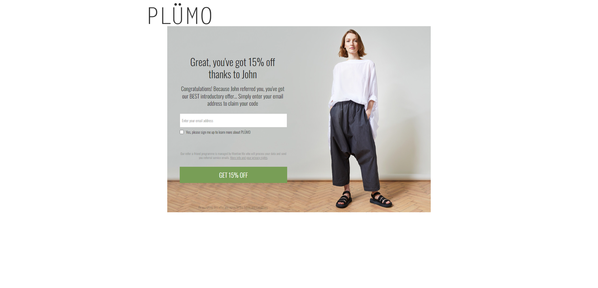 Referral Landing Page for Plumo