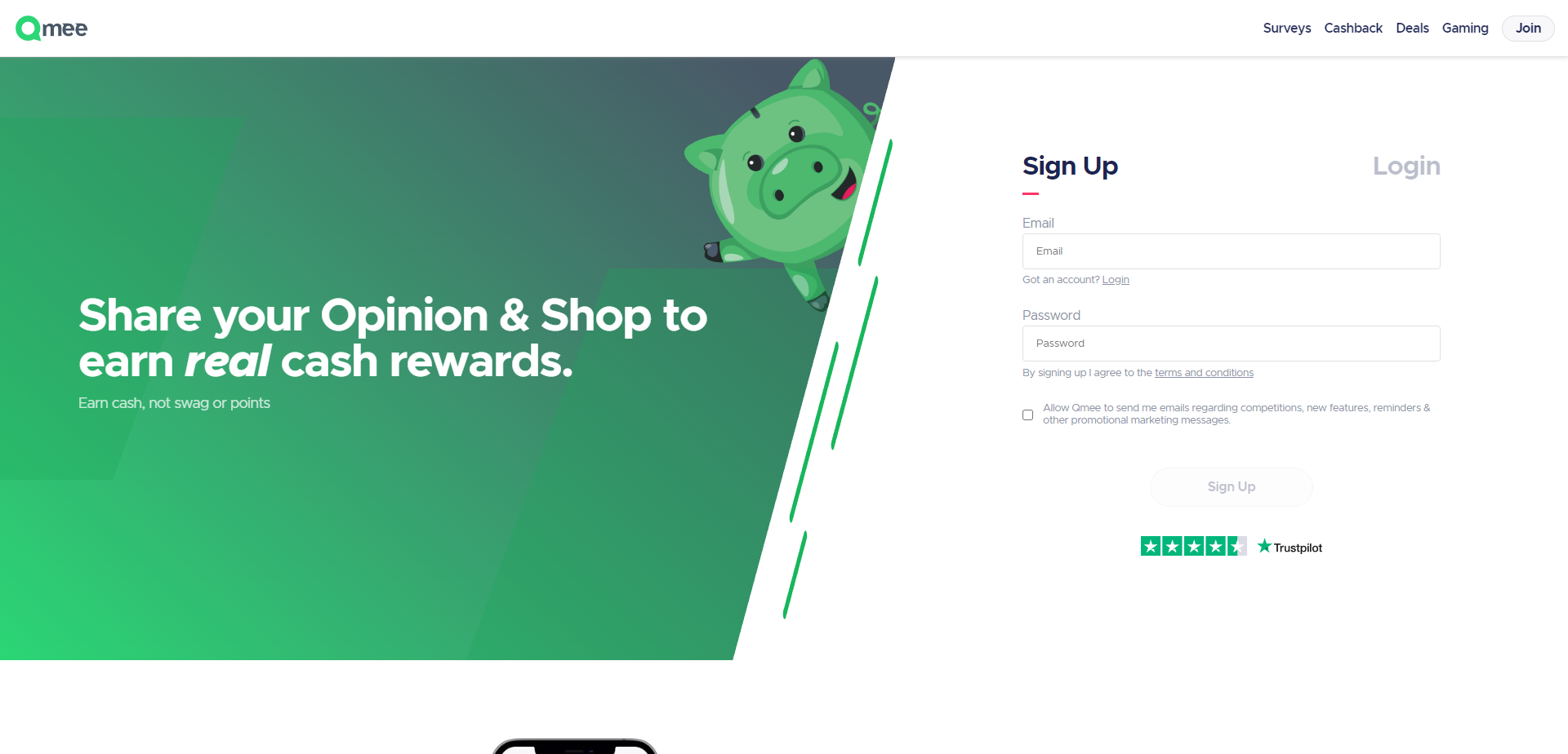 Landing Page for Qmee