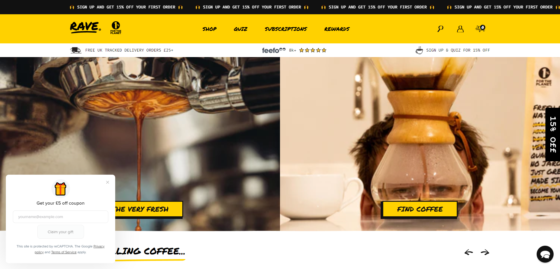 Landing Page for Rave Coffee