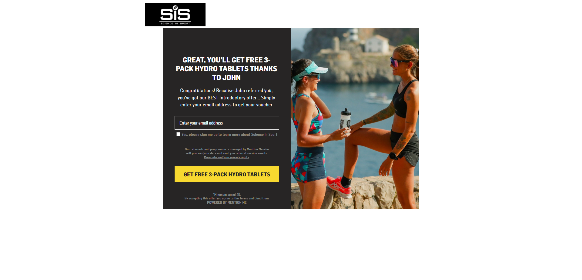 Referral Landing Page for Science In Sport