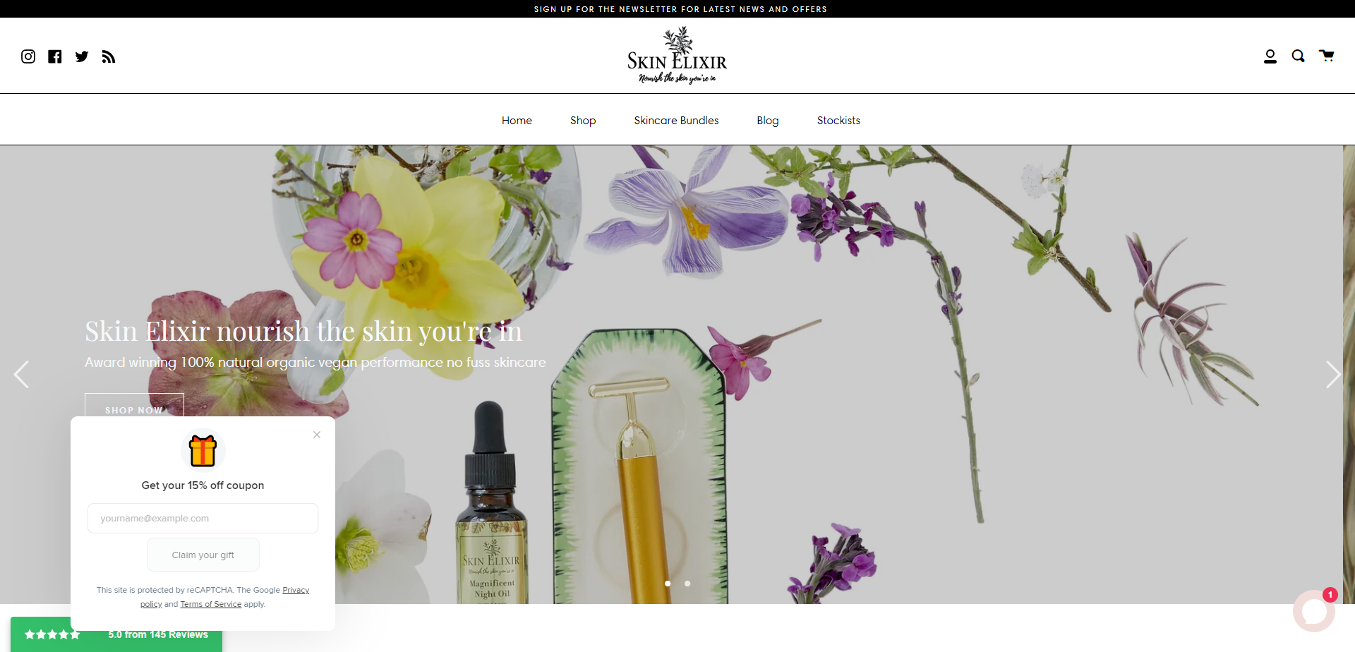 Landing Page for Skin Elixir
