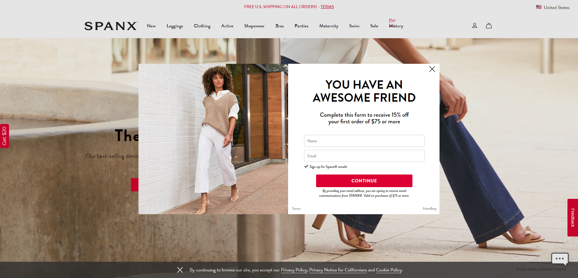 Landing Page for Spanx