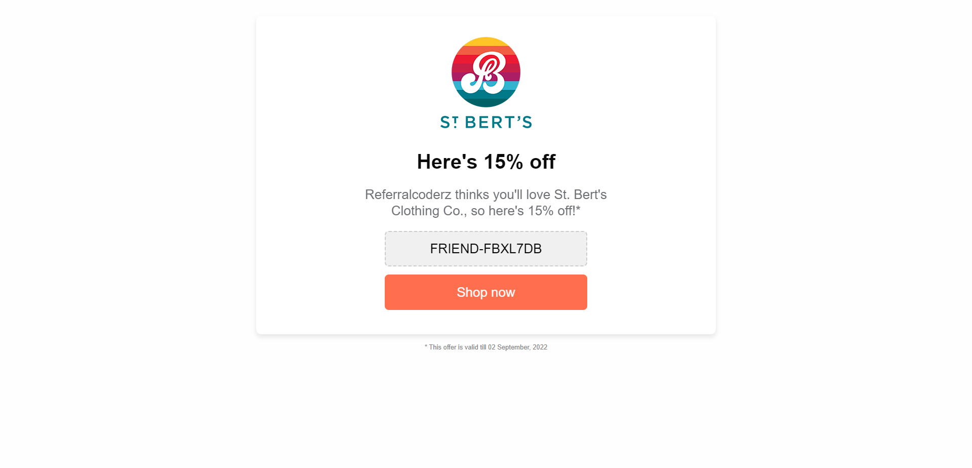 Referral Landing Page for St Berts