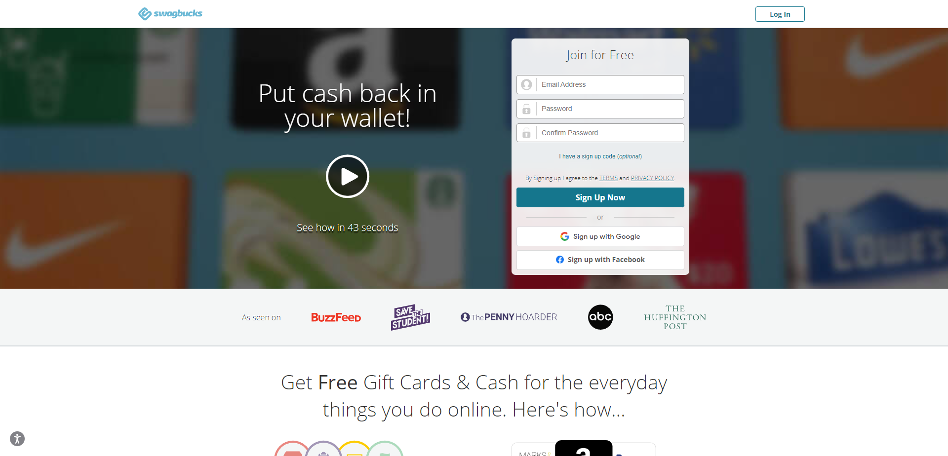 Referral Landing Page for Swagbucks