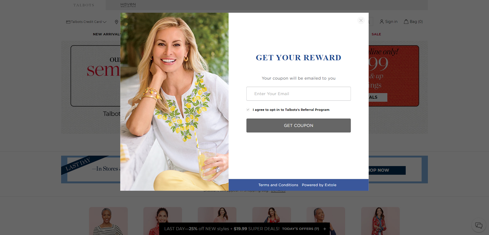 Referral Landing Page for Talbots