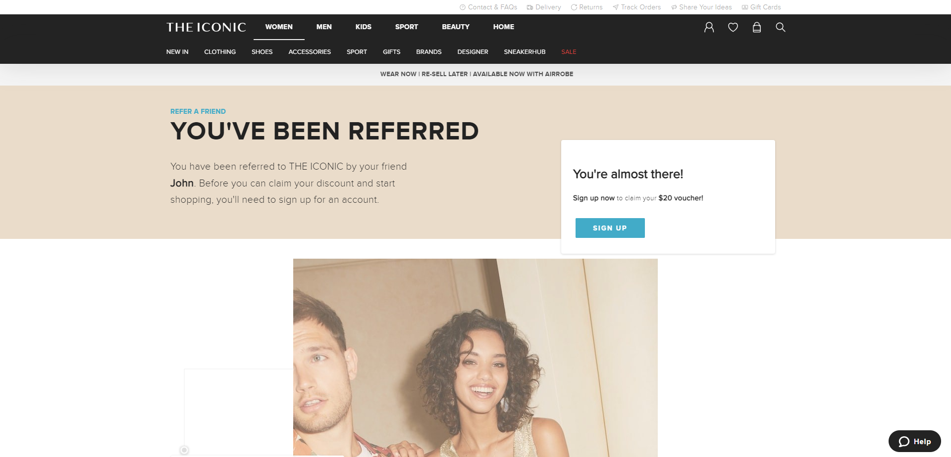 Referral Landing Page for The iconic