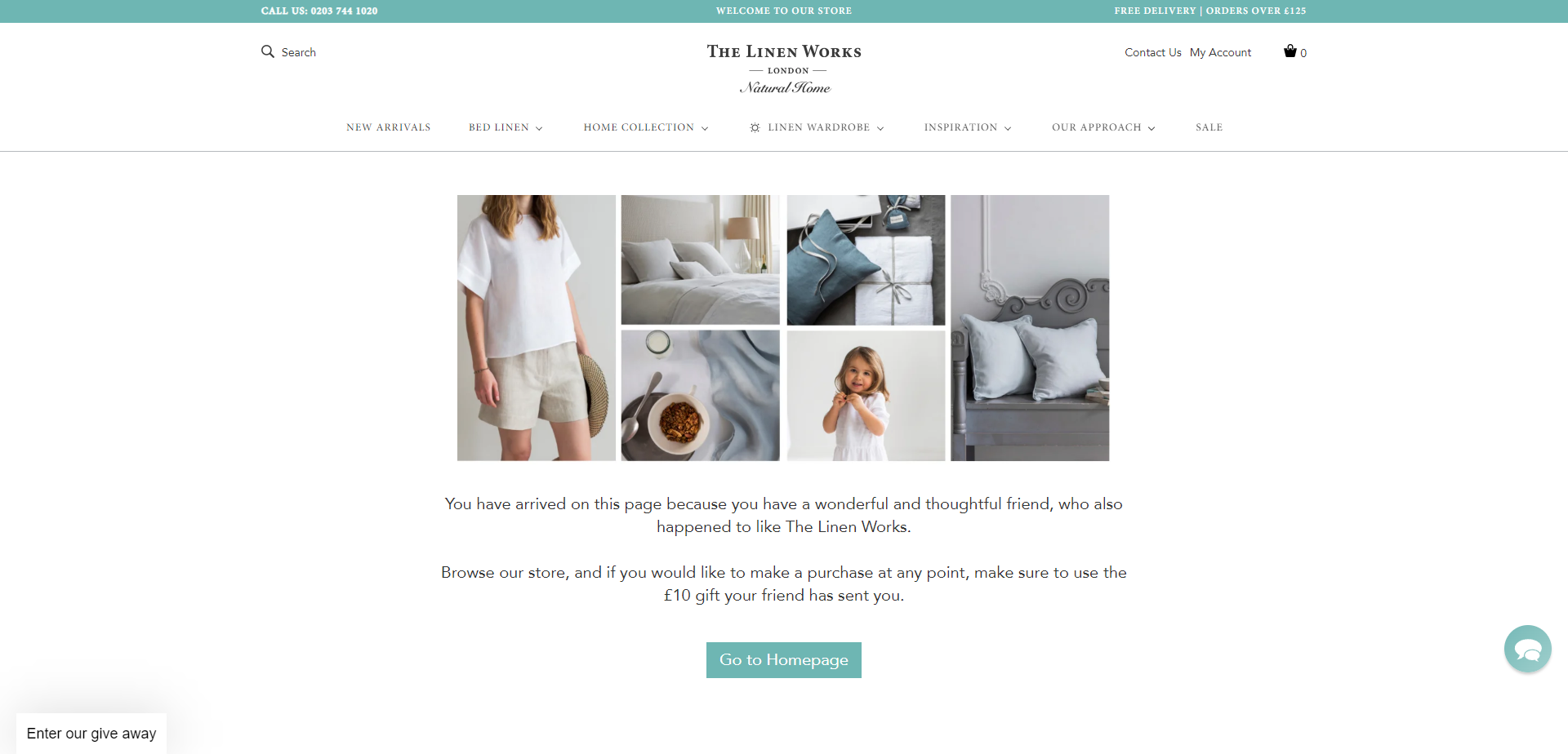 Referral Landing Page for The Linen Works