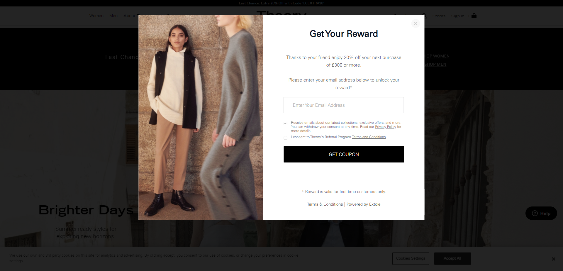 Referral Landing Page for Theory Uk