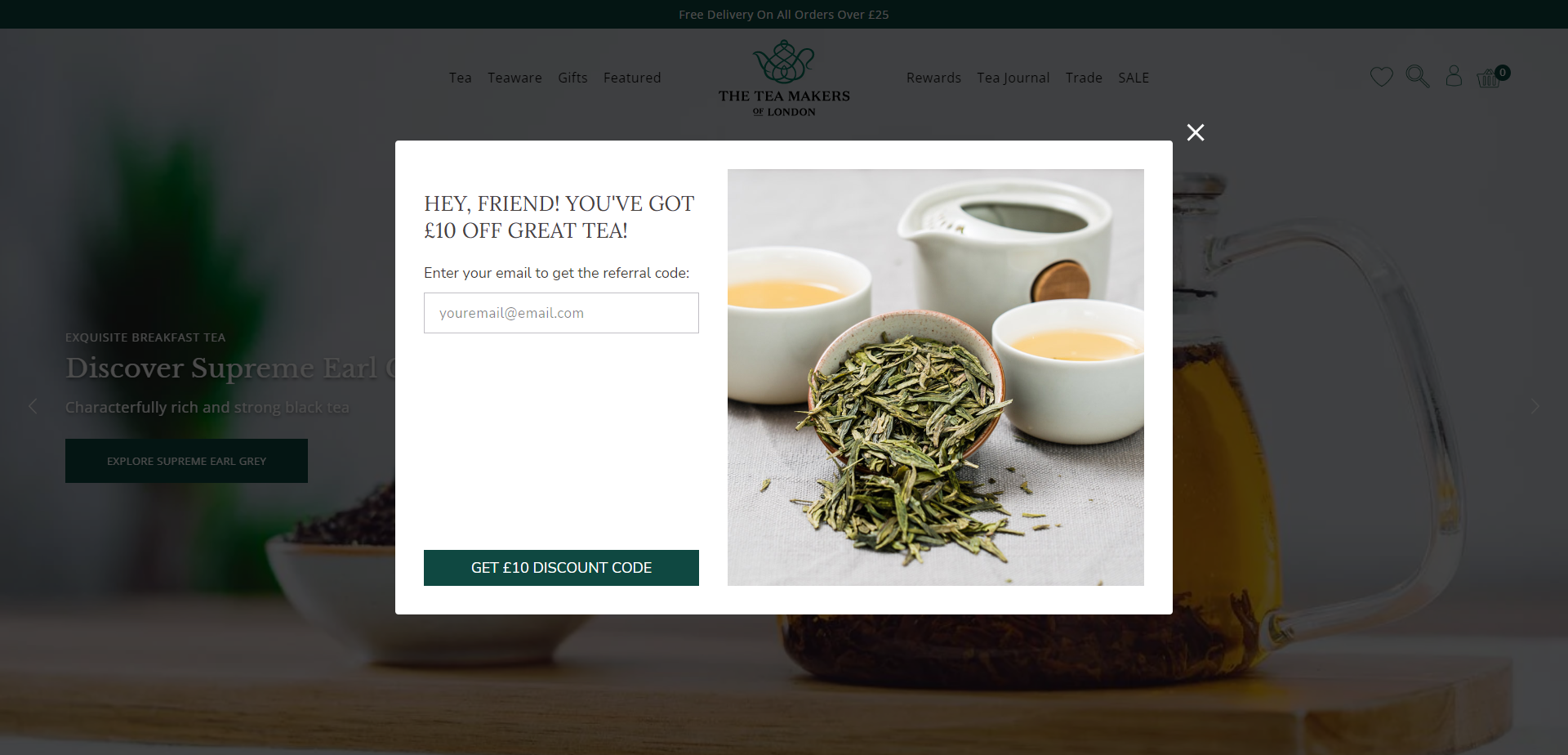Referral Landing Page for The Tea Makers of London
