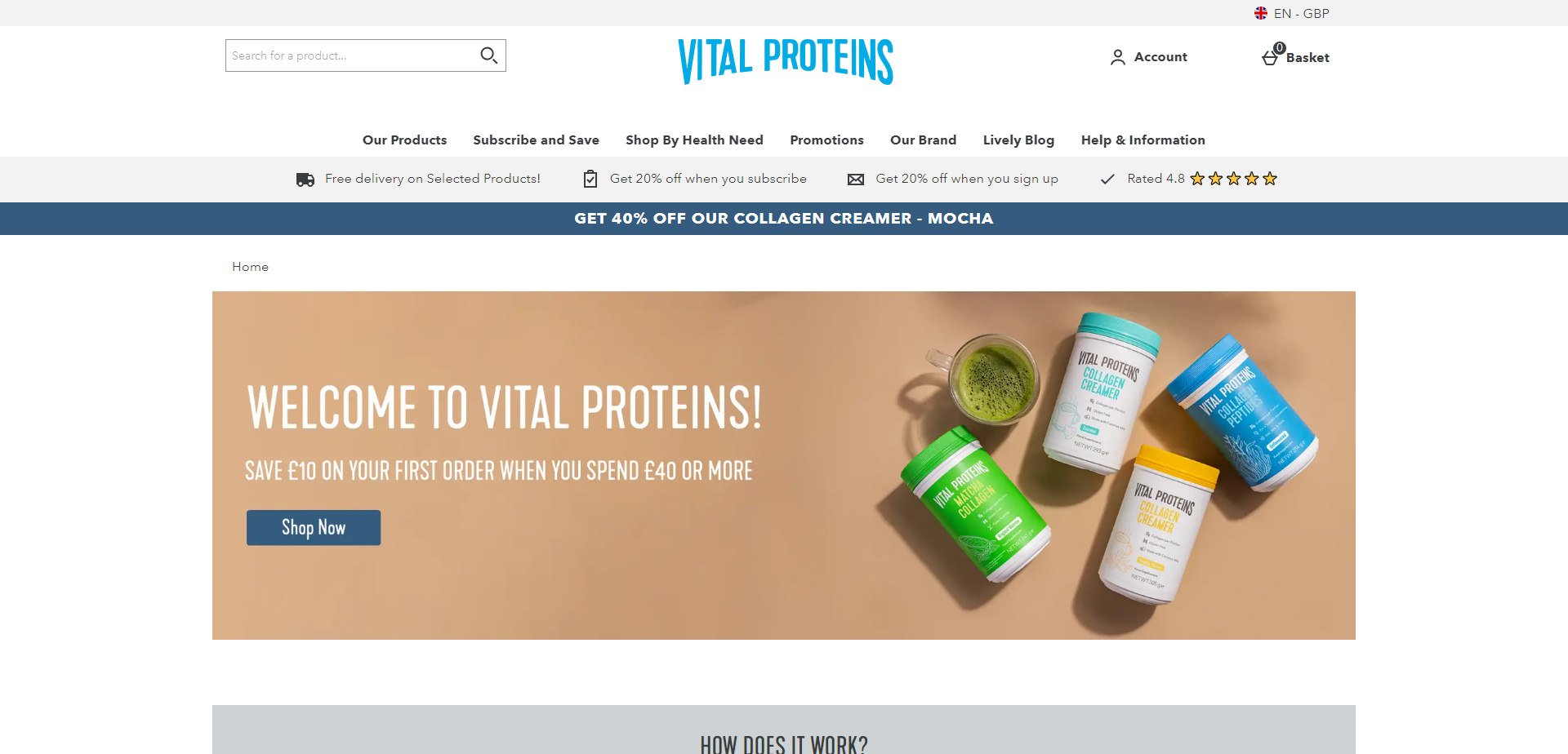 Landing Page for Vital Proteins