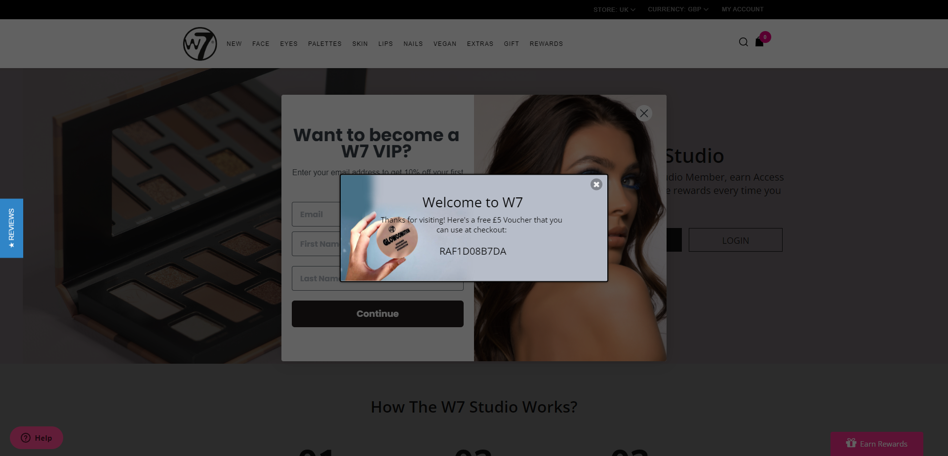 Referral Landing Page for W7 Makeup