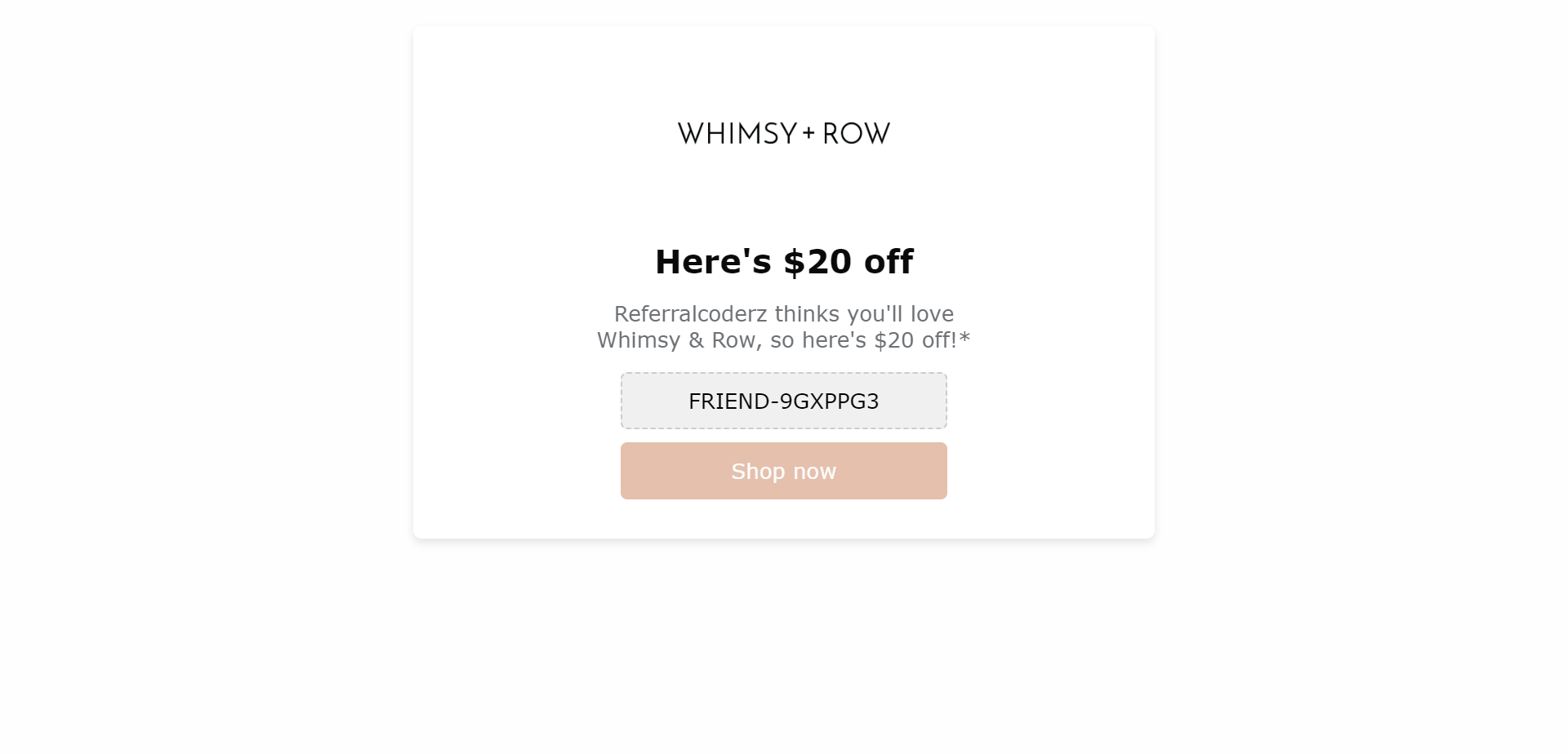 Referral Landing Page for Whimy and Row
