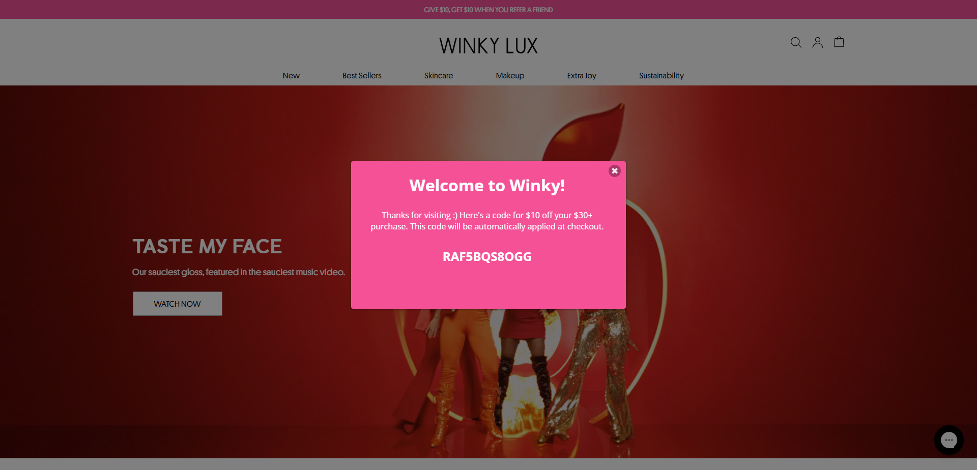 Referral Landing Page for Winky Lux